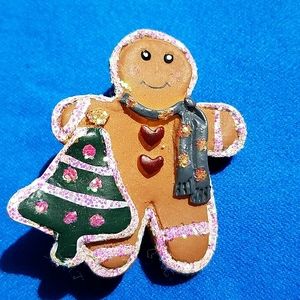 Gingerbread Man Winter Holiday Pin Brooch